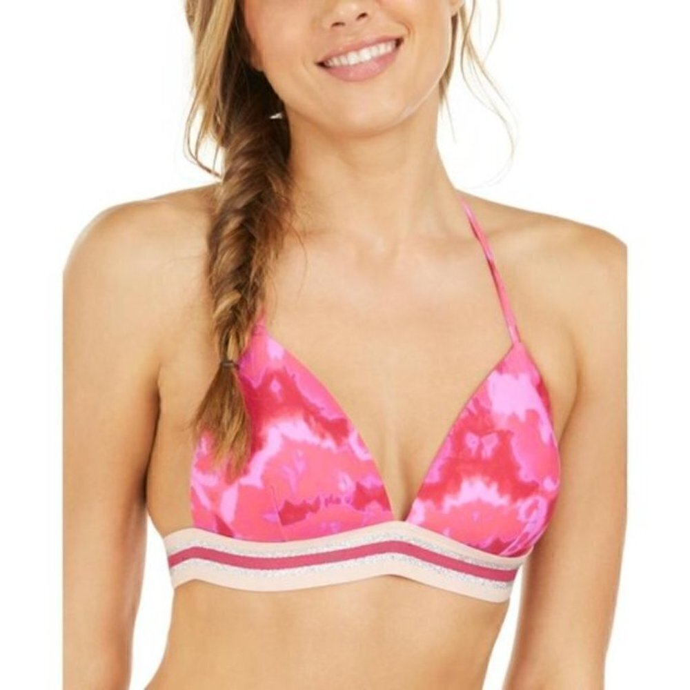 Hula Honey Womens Juniors Size Medium Hana Push-Up Tie-Dye Bikini Swim Top Berry